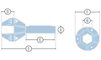 Marantec Steckwelle 25,4 mm mit Adapter für Federwelle SW 32 Sechskant